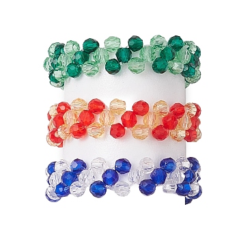 3Pcs Glass Finger Rings, Mixed Color, 5.5mm, Inner Diameter: 20mm