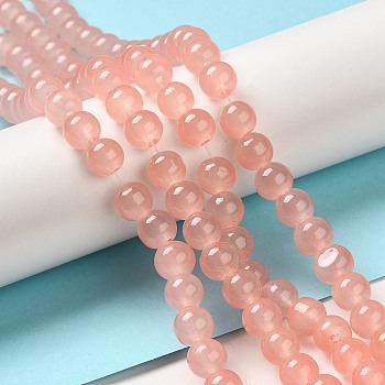 Baking Painted Imitation Jade Glass Round Bead Strands, Light Coral, 8.5~9mm, Hole: 1.5mm, about 105pcs/strand, 31.8 inch