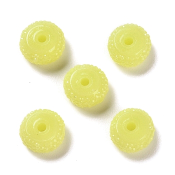 Opaque Resin Beads, Textured Rondelle, Lemon Chiffon, 12x7mm, Hole: 2.5mm