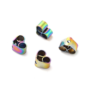 Ion Plating(IP) 304 Stainless Steel Friction Ear Nuts, Rainbow Color, 6x3.5x4.5mm, Hole: 1mm