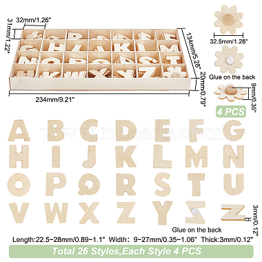 Unfinished Wood Alphabet & Flower Puzzles(DIY-WH0366-07)-5