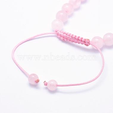 Natural Rose Quartz Braided Bead Bracelets(BJEW-F276-G04)-3