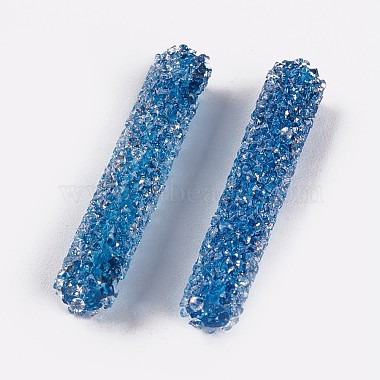 Steel Blue Tube Glass Beads