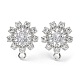 Hollow Flower Brass Micro Pave Cubic Zirconia Stud Earrings Finding(KK-E083-07P)-1