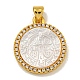 Rack Plating Brass Micro Pave Clear Cubic Zirconia Flat Round Pendants(KK-U025-10G-07)-1