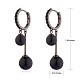 Black Cubic Zirconia Double Ball Dangle Hoop Earrings(JE1026A)-2