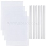 4 Sheets Rectangle Plastic Mesh Canvas Sheets, with 10Pcs Plastic File Folders Organizer Sliding Ba, for Embroidery, White, 343x261x1mm(DIY-CP0012-72A)