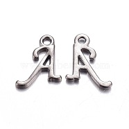 Gunmetal Plated Alloy Letter Pendants, Rack Plating, Cadmium Free & Lead Free, Letter.A, 13x10x2mm, Hole: 1.5mm(PALLOY-J718-01B-A)