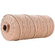 100M Cotton String Threads for Crafts Knitting Making, PeachPuff, 3mm, about 109.36 Yards(100m)/Roll(KNIT-YW0001-01B)