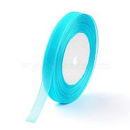 Organza Ribbon, Cyan, 3/8 inch(10mm), 50yards/roll(45.72m/roll), 10rolls/group, 500yards/group(457.2m/group)(RS10MMY012)