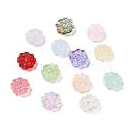 Spray Painted Transparent Glass Beads, Sunflower, Mixed Color, 14x14.5x6.5mm, Hole: 1.2mm(GLAA-F119-03)