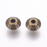 Tibetan Style Alloy Beads, Lead Free & Nickel Free & Cadmium Free, Bicone, Antique Bronze Color, about 7mm long, 7mm wide, 4.5mm thick, hole: 1mm(X-MLF10902Y-NF)
