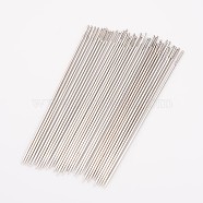 Steel Beading Needles, Platinum, 89x1.2mm, approx 25~30pcs/bag(ES012Y)