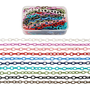 Handmade Nylon Cable Chains Loop, Oval, Mixed Color, 8~9x11~13x2mm, about 33.5 inch(85cm)/strand, 10 colors, 1strand/color, 10strands/box(EC-PJ0001-01)