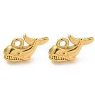 Ion Plating(IP) 304 Stainless Steel Pendants, Shark Charm, Real 18K Gold Plated, 10x15x4mm, Hole: 1.8mm(STAS-N103-153G)