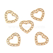 Ion Plating(IP) 201 Stainless Steel Pendants, Heart with Floral Pattern, Golden, 19.5x17.5x1mm, Hole: 1.4mm(STAS-K003-07G)