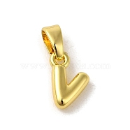 Rack Plating Brass Charms, Real 18K Gold Plated, Long-Lasting Plated, Cadmium Free & Lead Free, Letter V, 10x7x2.5mm, Hole: 5x2.5mm(KK-C053-04G-V)