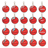 Printed Acrylic & Alloy Enamel Pendant Keychain, with Alloy Swivel Clasps, Basketball & Shoes, Mixed Color, 9.1cm, 4 colors, 5pcs/color, 20pcs/set(KEYC-AB00047)