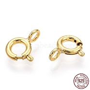 925 Sterling Silver Spring Ring Clasps, with 925 Stamp, Real 18K Gold Plated, 9x5.5x1mm, Hole: 1.6mm(STER-T004-81A-G)