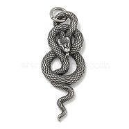 316 Surgical Stainless Steel Pendants, with Jump Ring, Snake Charm, Antique Silver, 55x21x7mm, Hole: 7mm(STAS-Z073-70AS-02)