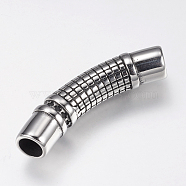 304 Stainless Steel Tube Connectors, Antique Silver, 13x46.5x9.5mm, Hole: 7mm(STAS-F144-033AS)