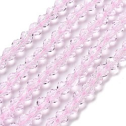 Transparent Glass Beads Strands, Faceted, Bicone, Pearl Pink, 5.5~6x5mm, Hole: 1.2mm, about 78~79pcs/strand, 15.35~15.55''(39~39.5cm)(GLAA-A014-03N)