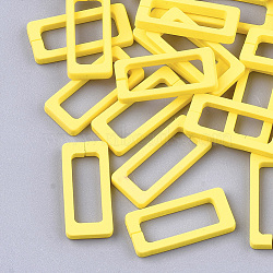 Spray Painted Acrylic Linking Rings, Quick Link Connectors, For Jewelry Chains Making, Rubberized Style, Rectangle, Yellow, 20x9x2mm(ACRP-S675-01B)