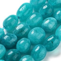 Natural Malaysia Jade Beads Strands, Oval, Dyed, Dark Turquoise, 11~13x9~10x8.5~10mm, Hole: 1mm, about 16pcs/strand, 7.28~7.48 inch(18.5~19cm)(G-P528-N11-01)