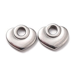 304 Stainless Steel Charms, Heart, Stainless Steel Color, 13.5x15x2.5mm, Hole: 4mm(X-STAS-B024-97P-02)