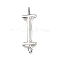 304 Stainless Steel Letter Connector Charms, Stainless Steel Color, Letter I, 12x3.5x2mm, Hole: 1.2mm(STAS-M108-01P-09)