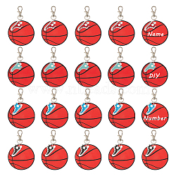 Printed Acrylic & Alloy Enamel Pendant Keychain, with Alloy Swivel Clasps, Basketball & Shoes, Mixed Color, 9.1cm, 4 colors, 5pcs/color, 20pcs/set(KEYC-AB00047)