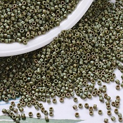 MIYUKI Delica Beads, Cylinder, Japanese Seed Beads, 11/0, (DB0372) Matte Opaque Light Olive Luster, 1.3x1.6mm, Hole: 0.8mm, about 20000pcs/bag, 100g/bag(SEED-J020-DB0372)