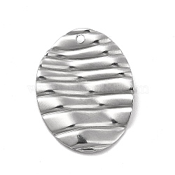 201 Stainless Steel Pendants, Oval Charm, Stainless Steel Color, 22x17x1mm, Hole: 1.2mm(STAS-G296-10P)