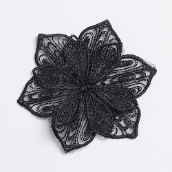 Computerized Embroidery Cloth Sew on Patches, Lace Costume Accessories, Appliques, Flower, Black, 70x3mm(DIY-WH0161-48C)