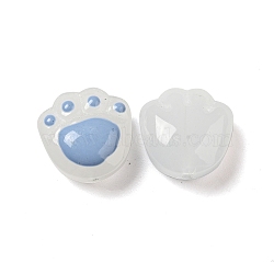 Opaque Glass Beads, Cat Claw Print, Cornflower Blue, 14.5x14.5x7.8mm, Hole: 1.2mm(FIND-I029-04E)