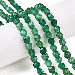 Natural Agate(Dyed) Beads Strands, Round, Faceted, Green, 5.5~6x5.5~6.5mm, Hole: 1mm, about 60~62pcs/strand, 14.17~14.88''(36~37.2cm)(G-T138-221C)