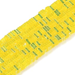 Electroplate Glass Beads Strands, Heishi Beads, Square, Yellow, 3x3x1mm, Hole: 0.9mm, about 210pcs/strand, 14.96~16.54''(38~42cm)(GLAA-B023-01A-13)