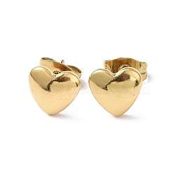 Ion Plating(IP) 304 Stainless Steel Stud Earring, Heart, Real 18K Gold Plated, 7.7x8mm, Pin: 0.8mm(EJEW-I285-15G)