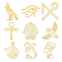 Nickel Decoration Stickers, Metal Resin Filler, Epoxy Resin & UV Resin Craft Filling Material, Egypt Theme Pattern, 40x40mm, 9 style, 1pc/style, 9pcs/set(DIY-WH0450-007)