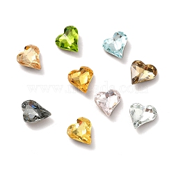 Faceted K9 Glass Rhinestone Cabochons, Pointed Back & Back Plated, Heart, Mixed Color, 8x8x3.5mm(GGLA-R042-03B)