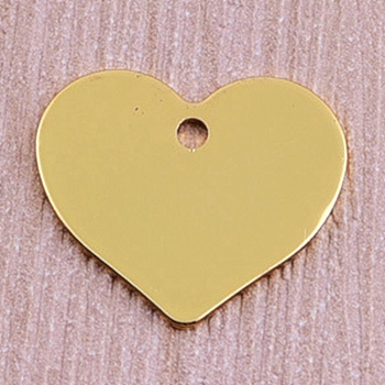 Brass Pendants, Heart, Golden, 16.5x19.5x1mm, Hole: 2mm