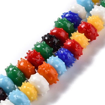 Handmade Lampwork Beads, Bumpy, Rondelle, Mixed Color, 14x8mm, Hole: 1.5~2mm, about 40pcs/strand, 12.40 inch(31.5cm)