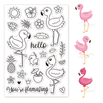 PVC Plastic Stamps, for DIY Scrapbooking, Photo Album Decorative, Cards Making, Stamp Sheets, Flamingo Pattern, 16x11x0.3cm