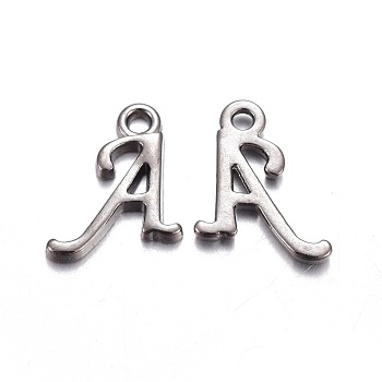 Gunmetal Plated Alloy Letter Pendants, Rack Plating, Cadmium Free & Lead Free, Letter.A, 13x10x2mm, Hole: 1.5mm