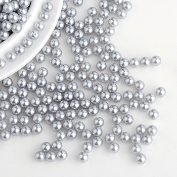 Imitation Pearl Acrylic Beads, No Hole, Round, Gray, 1.5~2mm, about 10000pcs/bag