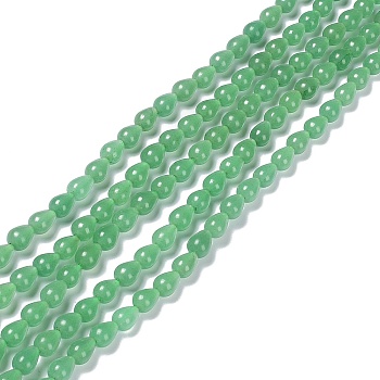 Natural Green Aventurine Beads Strands, Teardrop, 6.5~7x5~5.5mm, Hole: 0.6mm, about 54pcs/strand, 15.20~15.24 inch(38.6~38.7cm)
