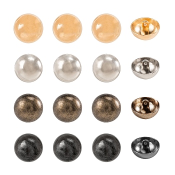 Alloy Shank Buttons, 1-Hole, Dome/Half Round, Mixed Color, 20x10mm, Hole: 1.5mm, 40pcs/box