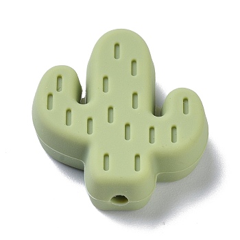 Silicone Focal Beads, Chewing Beads For Teethers, Cactus, Dark Sea Green, 25x23x8mm, Hole: 2.3mm