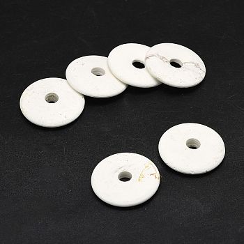 Donut Natural Howlite Pendants, 30~30.5x4.5~6.5mm, Hole: 6mm