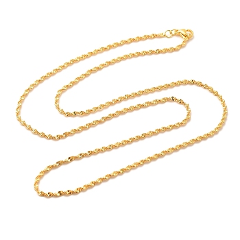 2mm Rack Plating Brass Singapore Chain Necklaces for Women Men, Cadmium Free & Lead Free, 901 Stainless Steel Clasp, Long-Lasting Plated, Real 18K Gold Plated, 24.02 inch(61cm)